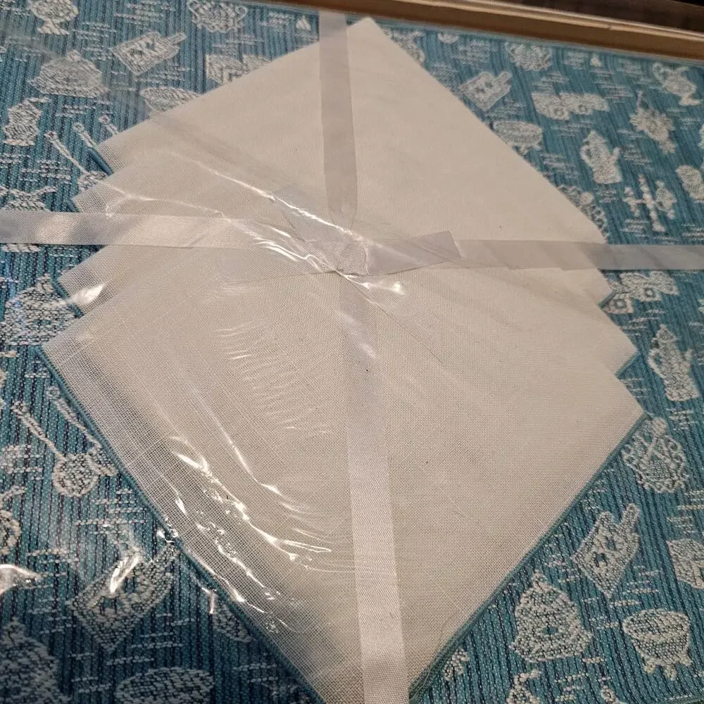 Vintage 8 Piece Luncheon Set Placemats and Napkins Blue Embroidered Kitchen Set